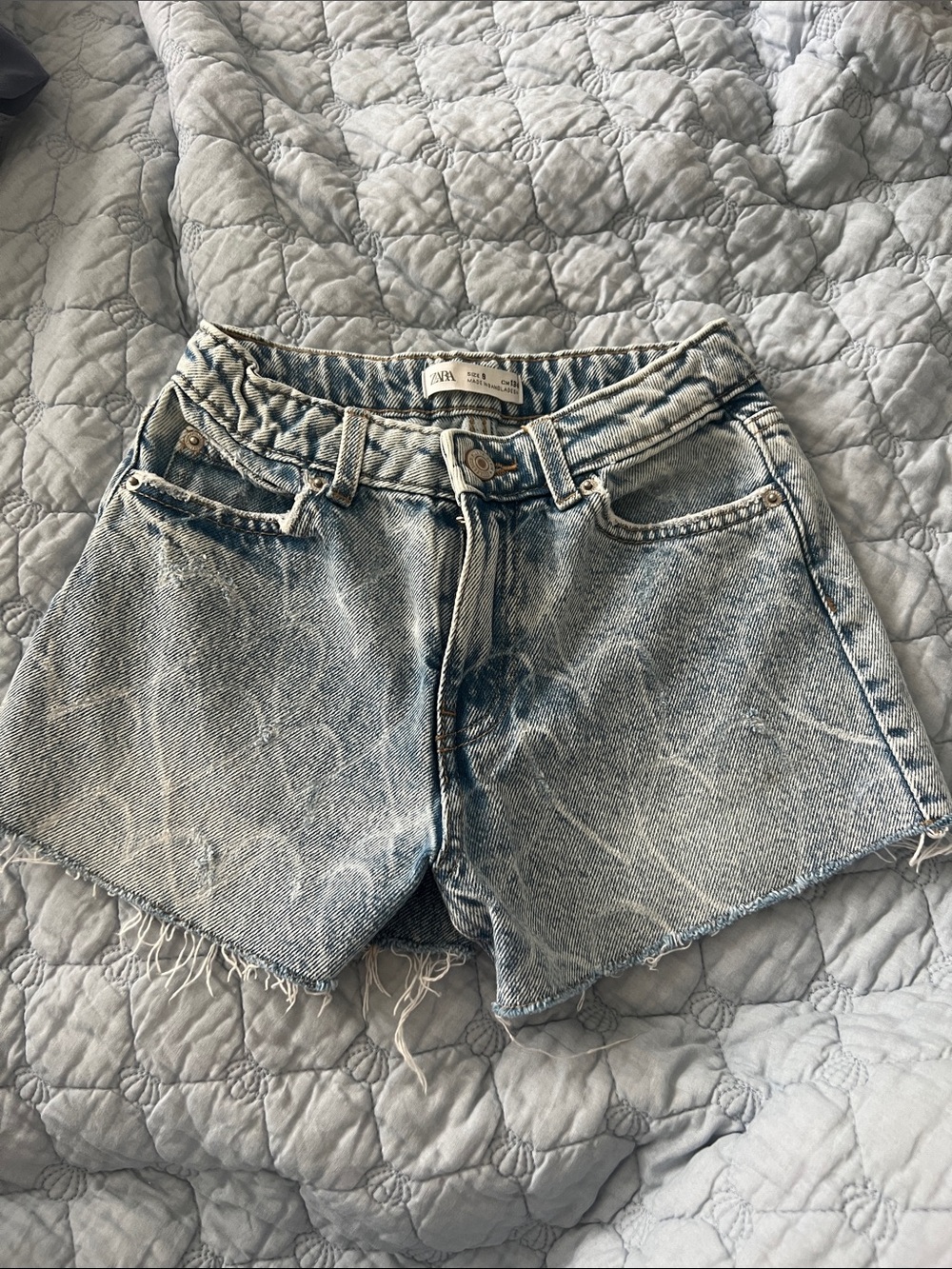 Zara Washed Light Blue Denim Cutoff Shorts